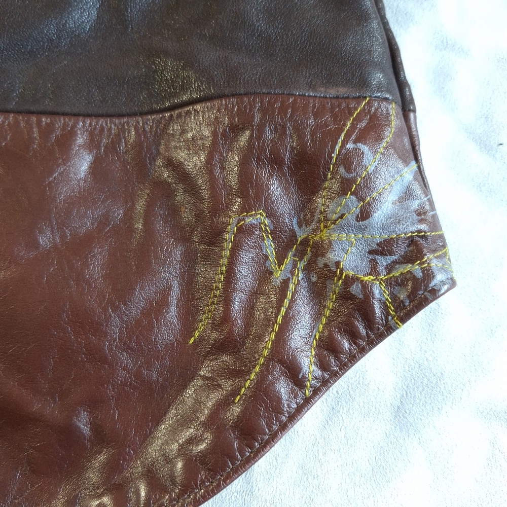 Women’s Brown Hooded Leather Jacket - Picture 9 of 12